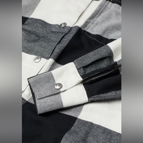 h&m cotton plaid dress shacket - Picture 2 of 12